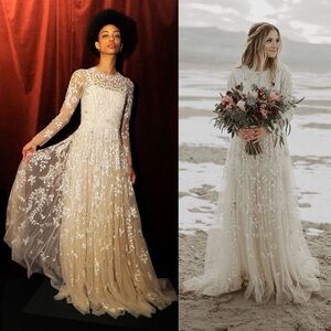 BHLDN Ivory Floral Lace Bridal Gown